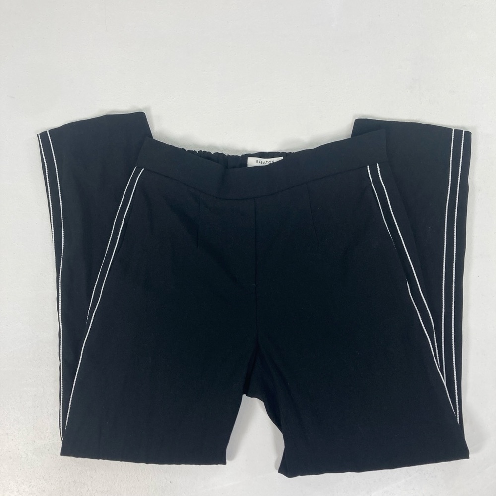 Aritzia Babaton Conan Black Side Stripe High Rise Cropped Pants Size 2 Pull On - Picture 15 of 16